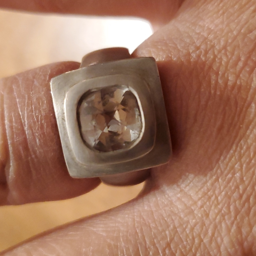 Sterling silver white quartz  designer ring from Saks Fifth Avenue